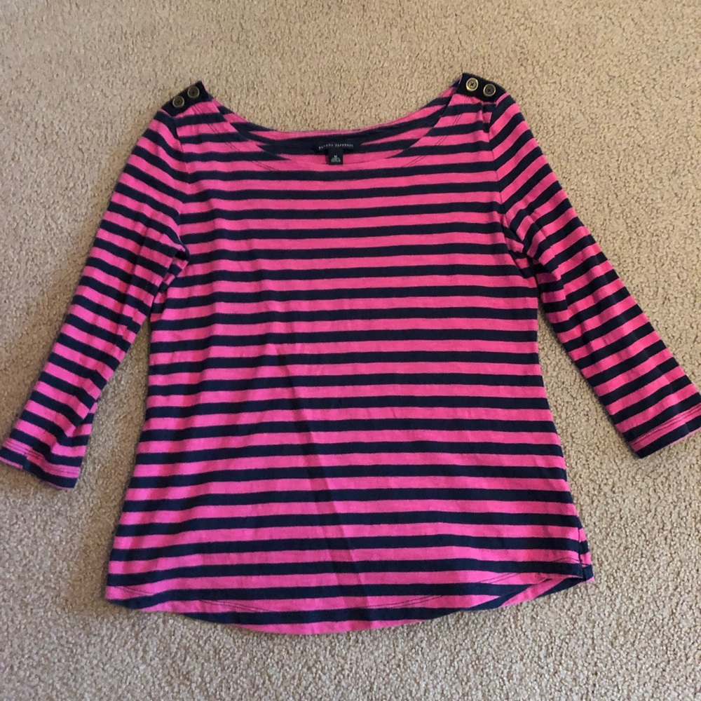 Donated** BR pink and navy 3/4 sleeve shirt